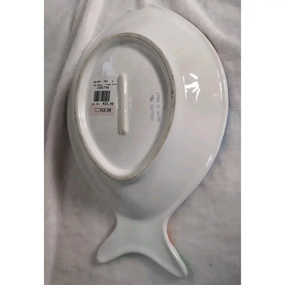 SeaWorld Exclusive Zanolli Fish Plate Candy Dish 11" Made In Italy - Picture 3 of 5